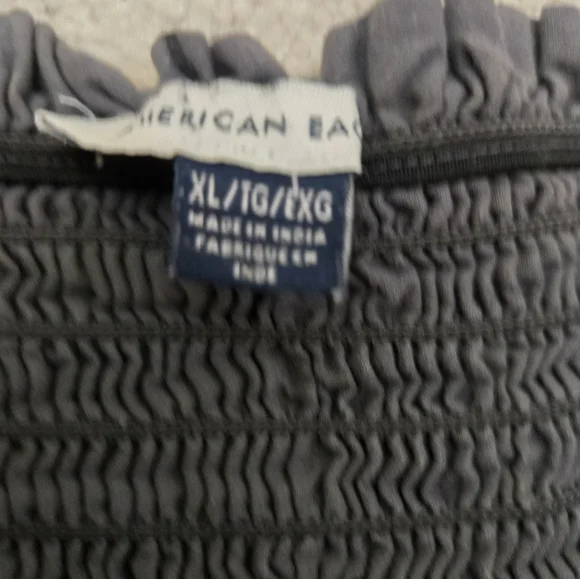 American Eagle Tank Top Shirt Lace Smocked Eyelet Babydoll Charcoal Women's XL - Picture 14 of 16